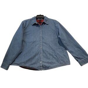 Riders by Lee Women's Denim Shacket Red Buffalo Plaid XXL Flannel Lined